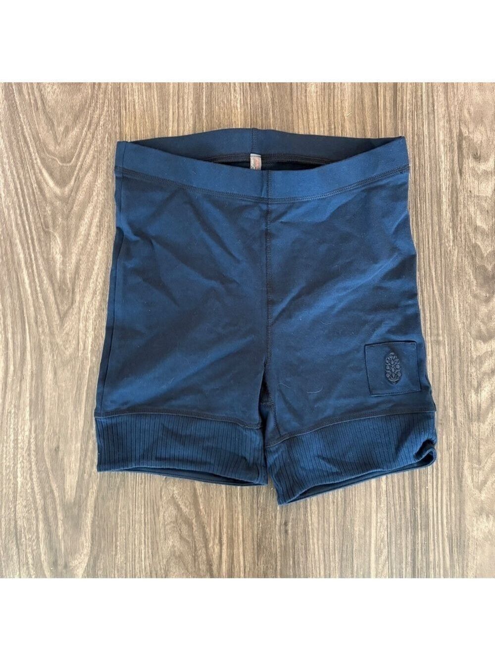 FP Movement FREE PEOPLE Victory Set Biker Shorts High Waist Ribbed Navy Blue - Picture 2 of 5